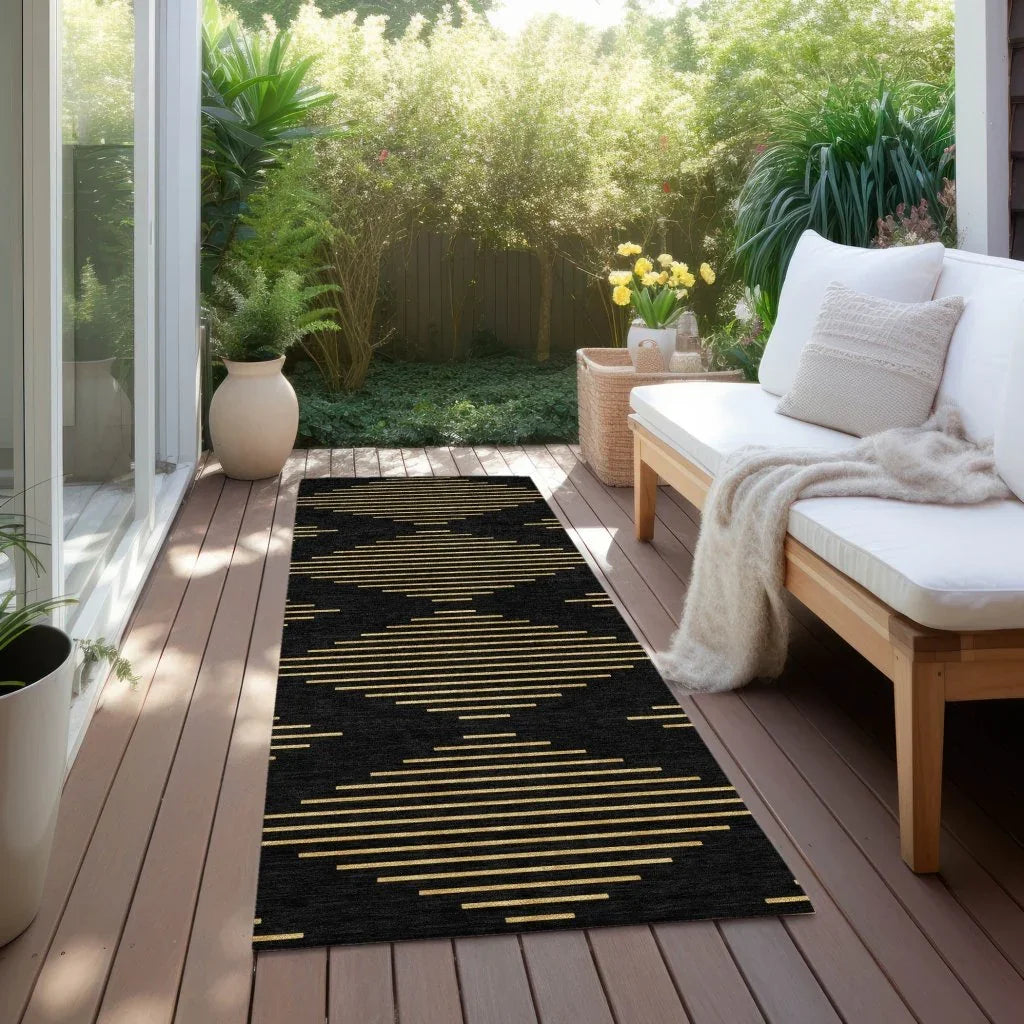 LOOMLAN Rugs Norelia Black Washable Indoor-Outdoor Rug