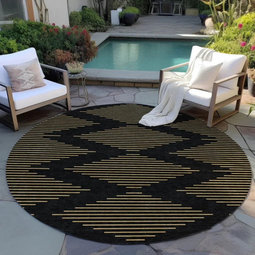 LOOMLAN Rugs Norelia Black Washable Indoor-Outdoor Rug