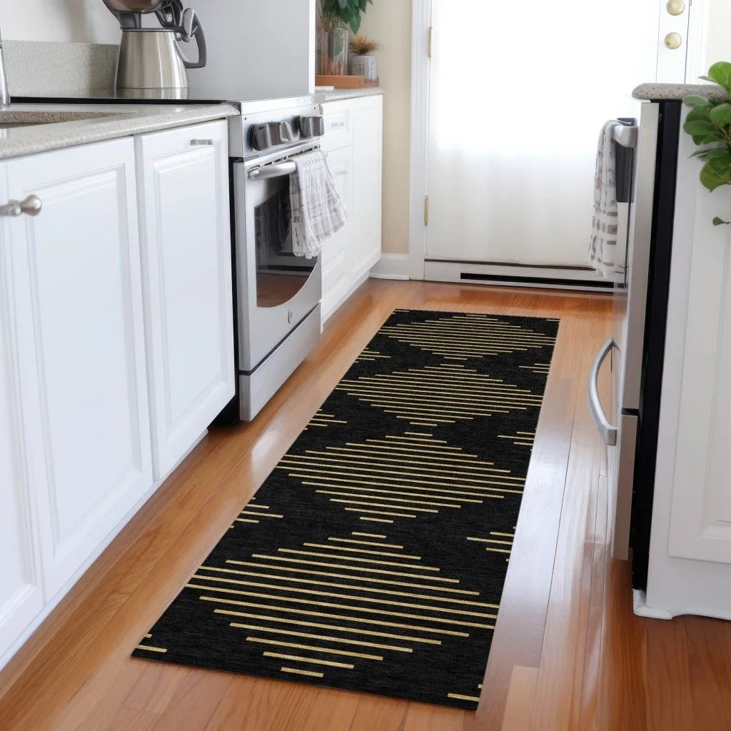 LOOMLAN Rugs Norelia Black Washable Indoor-Outdoor Rug