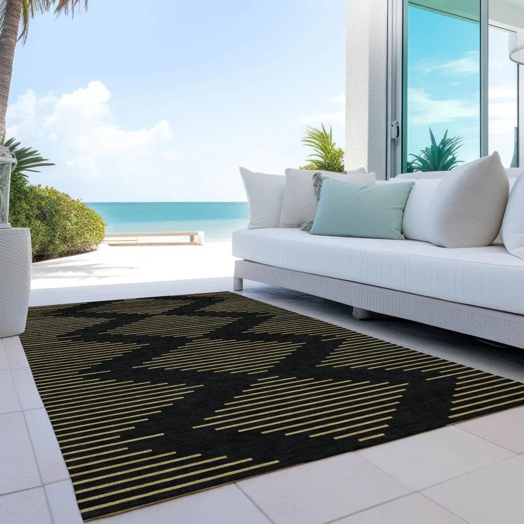 LOOMLAN Rugs Norelia Black Washable Indoor-Outdoor Rug