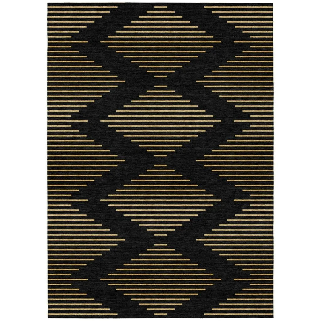 LOOMLAN Rugs Norelia Black Washable Indoor-Outdoor Rug