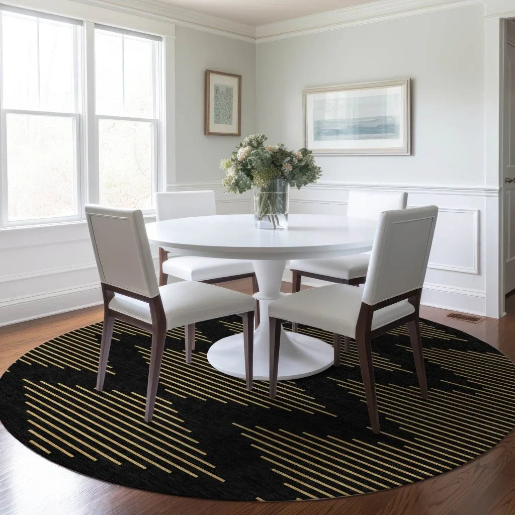 LOOMLAN Rugs Norelia Black Washable Indoor-Outdoor Rug