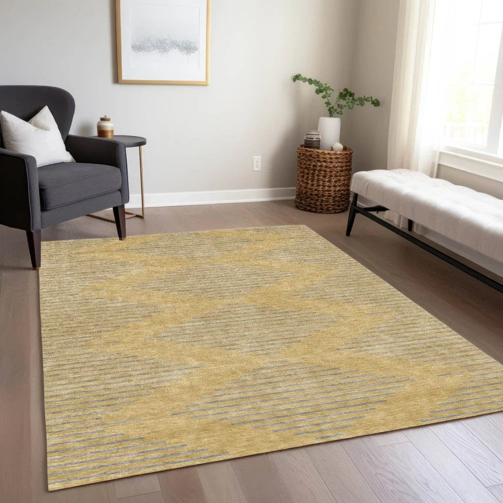 LOOMLAN Rugs Norelia Gold Washable Indoor-Outdoor Rug