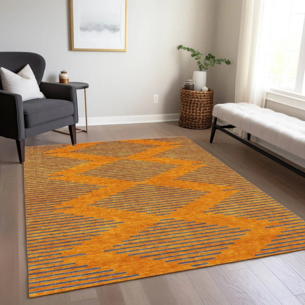 LOOMLAN Rugs Norelia Orange Washable Indoor-Outdoor Rug