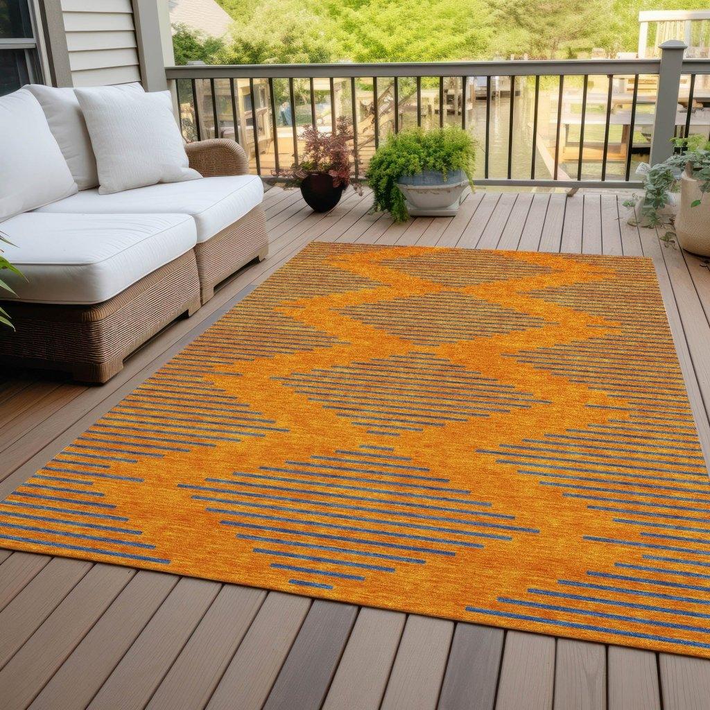 LOOMLAN Rugs Norelia Orange Washable Indoor-Outdoor Rug
