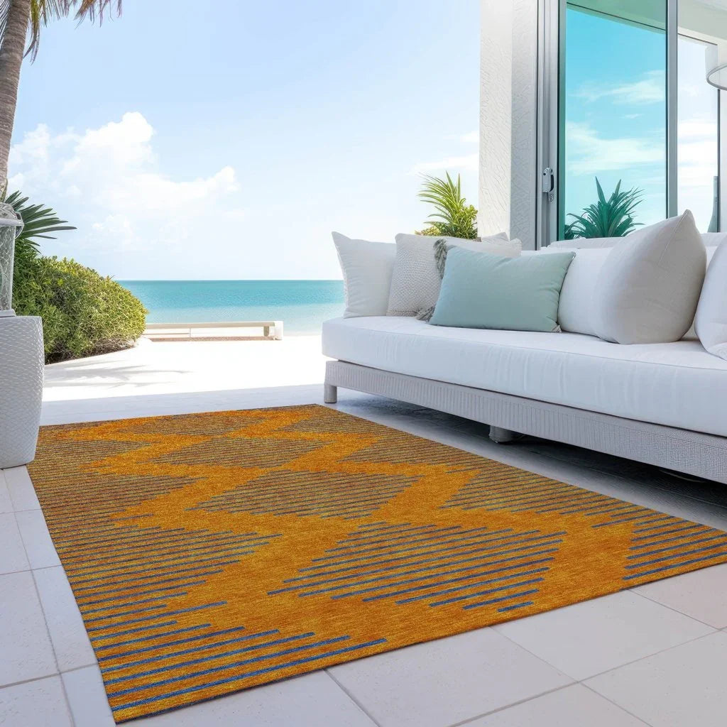 LOOMLAN Rugs Norelia Orange Washable Indoor-Outdoor Rug