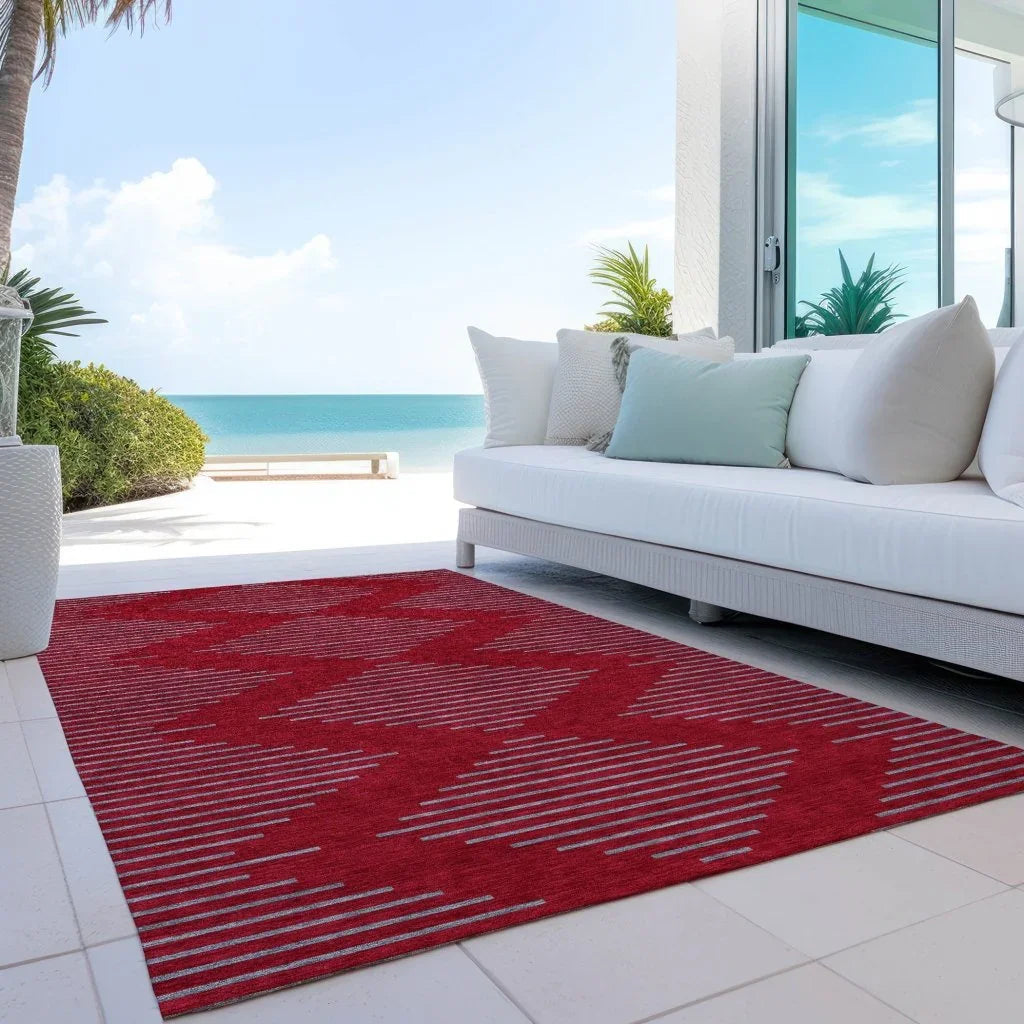 LOOMLAN Rugs Norelia Red Washable Indoor-Outdoor Rug