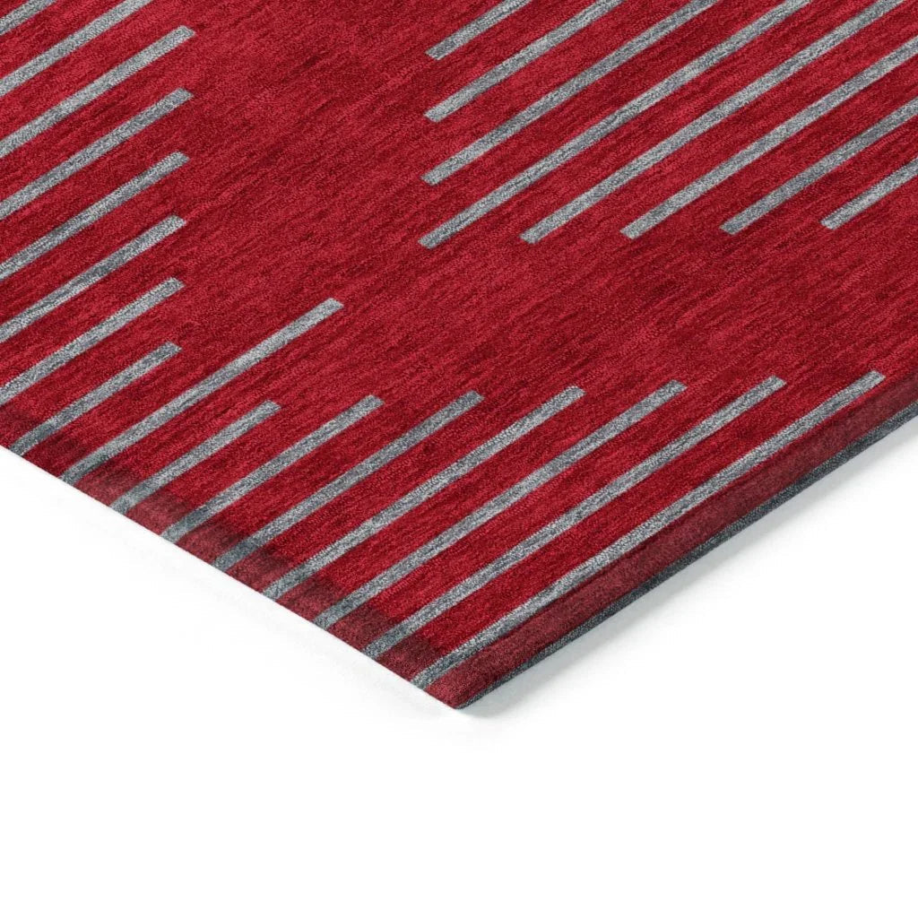 LOOMLAN Rugs Norelia Red Washable Indoor-Outdoor Rug