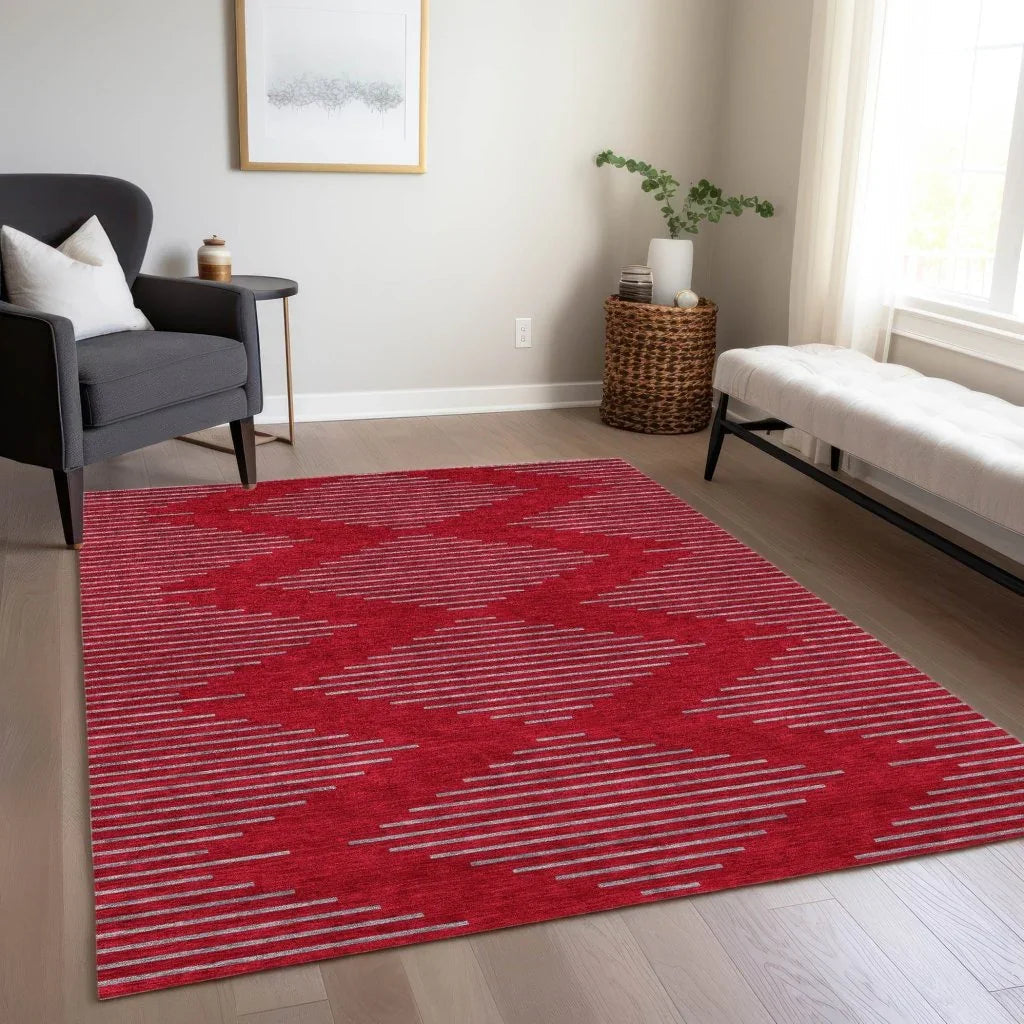 LOOMLAN Rugs Norelia Red Washable Indoor-Outdoor Rug