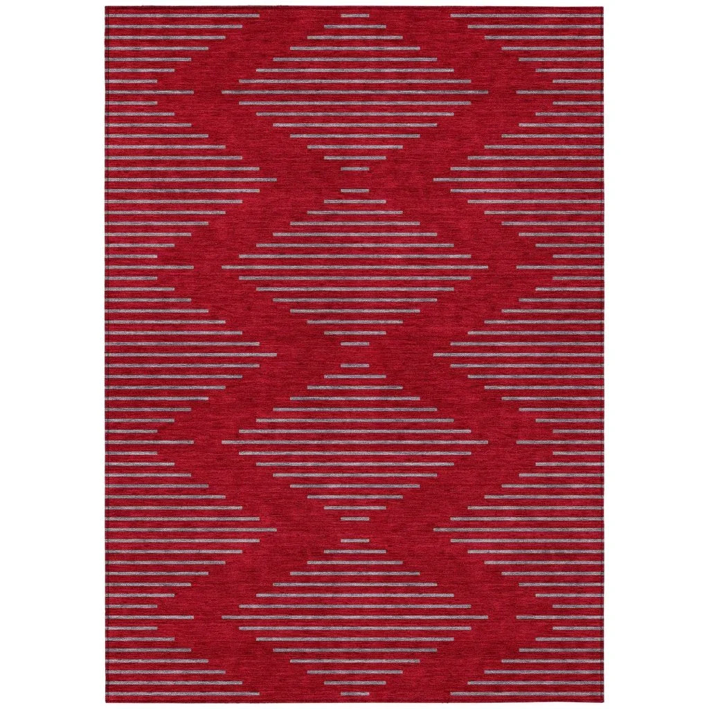 LOOMLAN Rugs Norelia Red Washable Indoor-Outdoor Rug