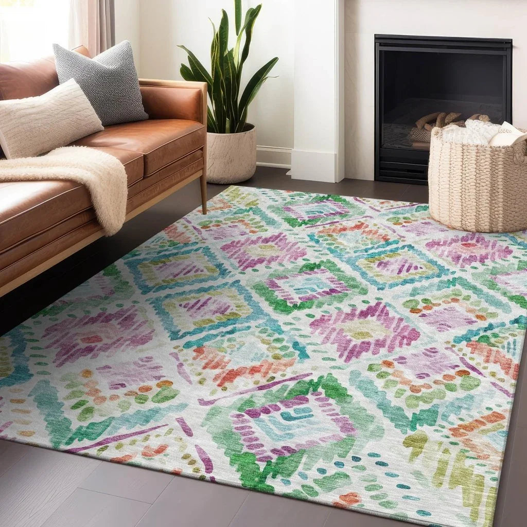 LOOMLAN Rugs Nova Teal Washable Indoor-Outdoor Rug