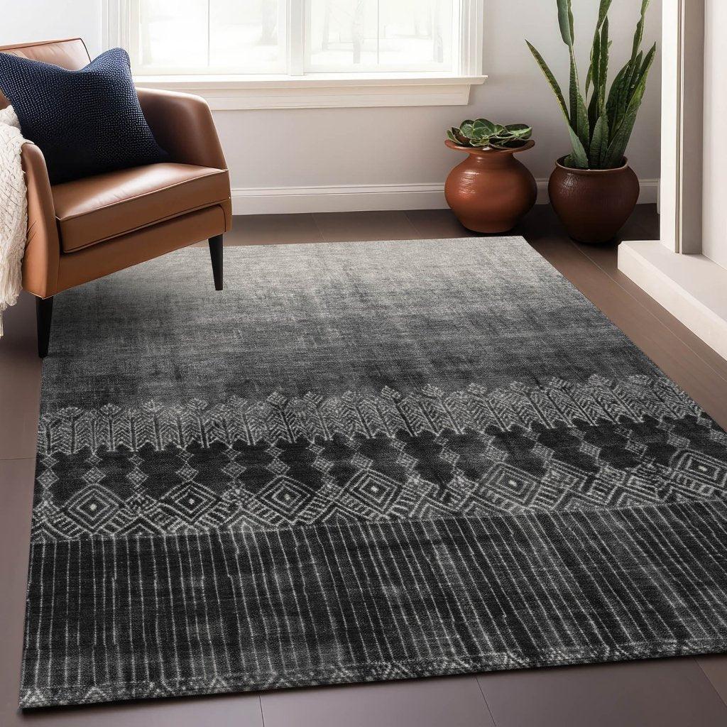 LOOMLAN Rugs Novelle Black Washable Indoor-Outdoor Rug
