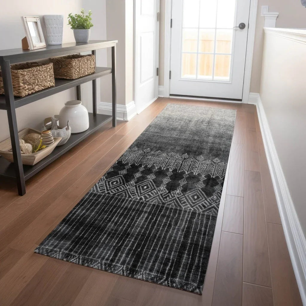 LOOMLAN Rugs Novelle Black Washable Indoor-Outdoor Rug