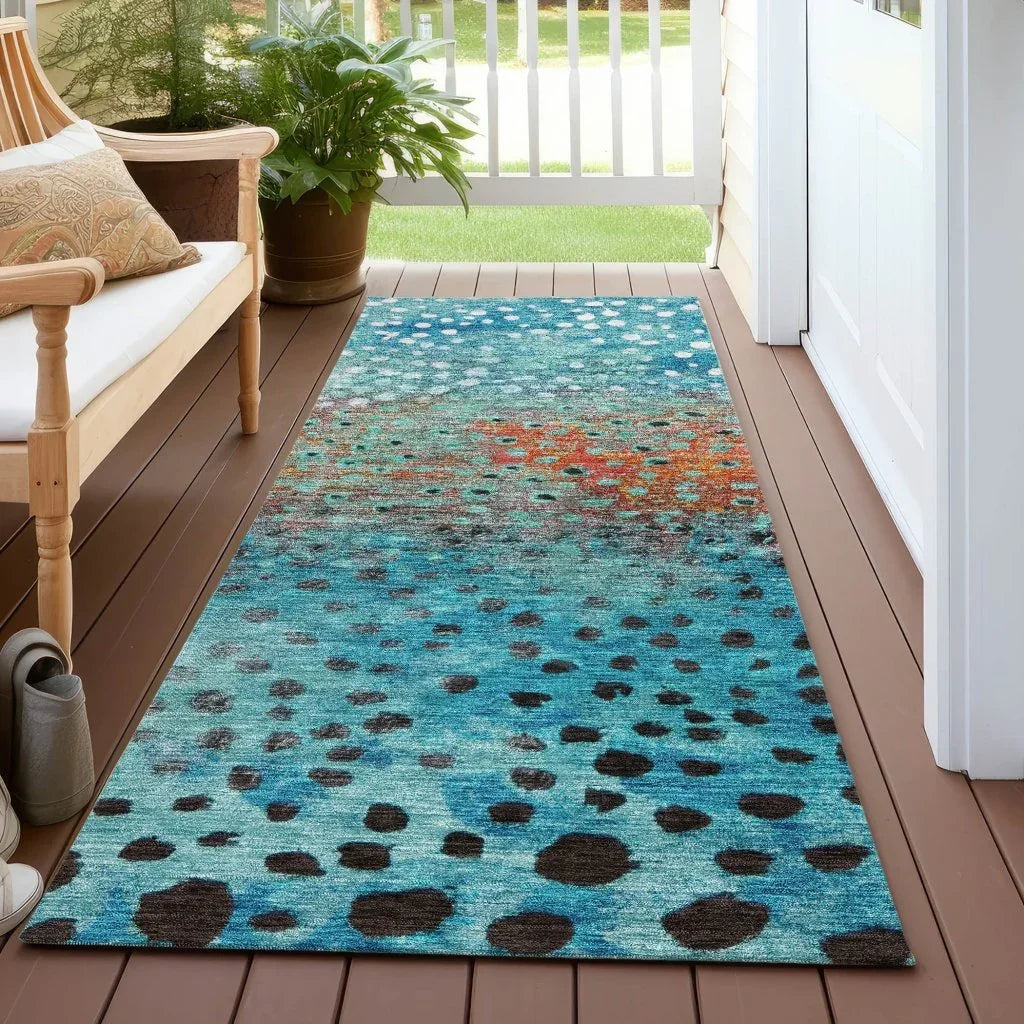 LOOMLAN Rugs Nuvane Blue Washable Indoor-Outdoor Rug