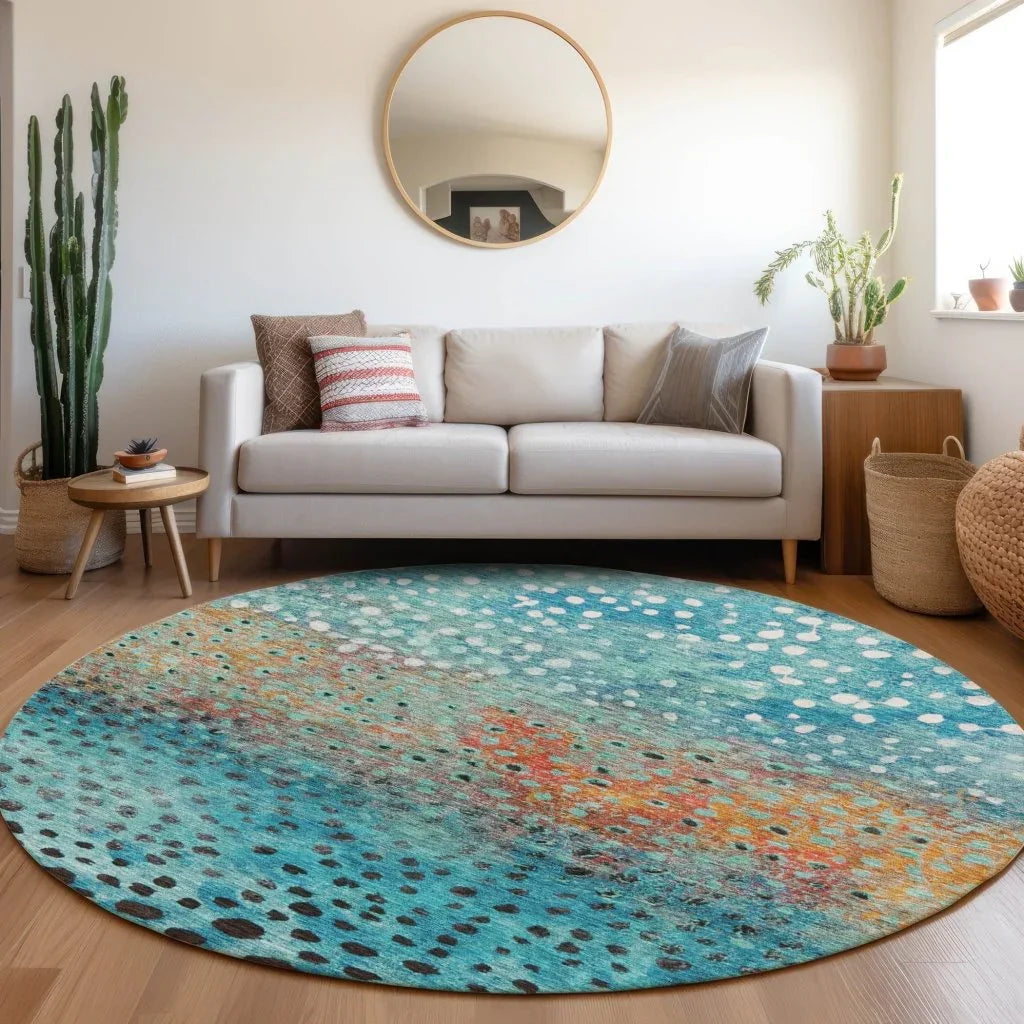 LOOMLAN Rugs Nuvane Blue Washable Indoor-Outdoor Rug