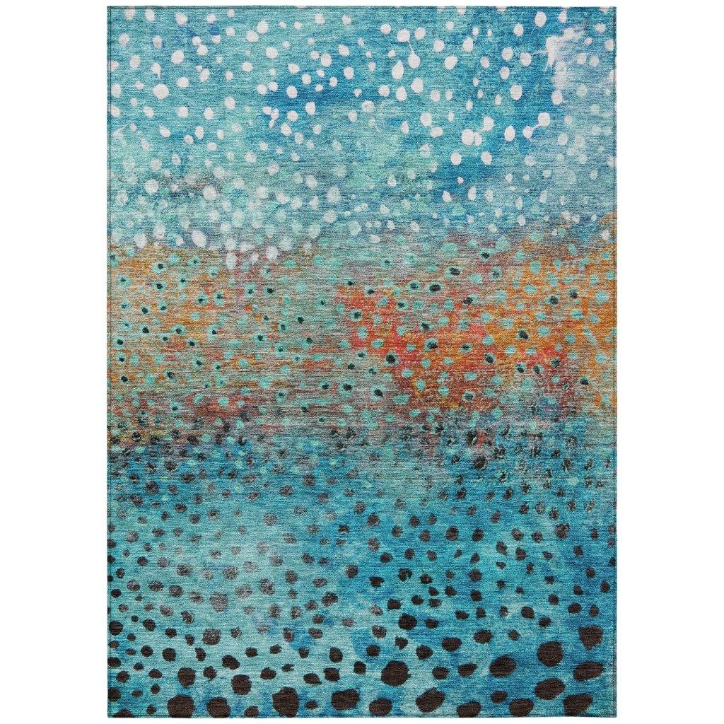 LOOMLAN Rugs Nuvane Blue Washable Indoor-Outdoor Rug