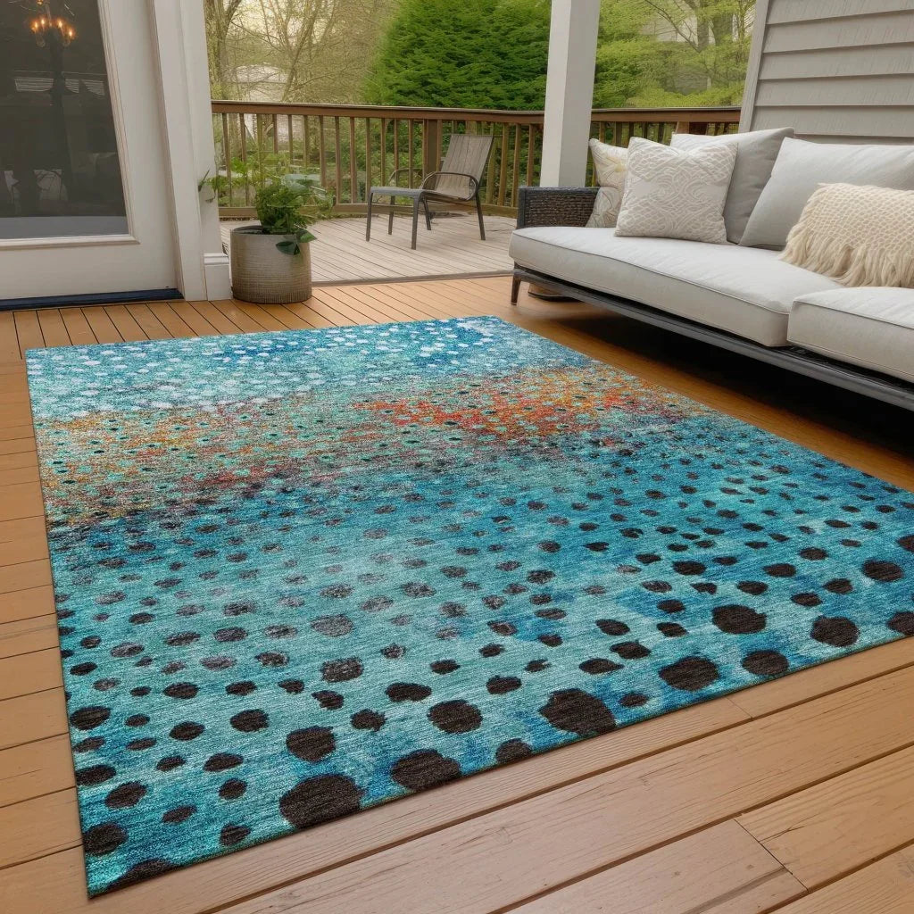 LOOMLAN Rugs Nuvane Blue Washable Indoor-Outdoor Rug