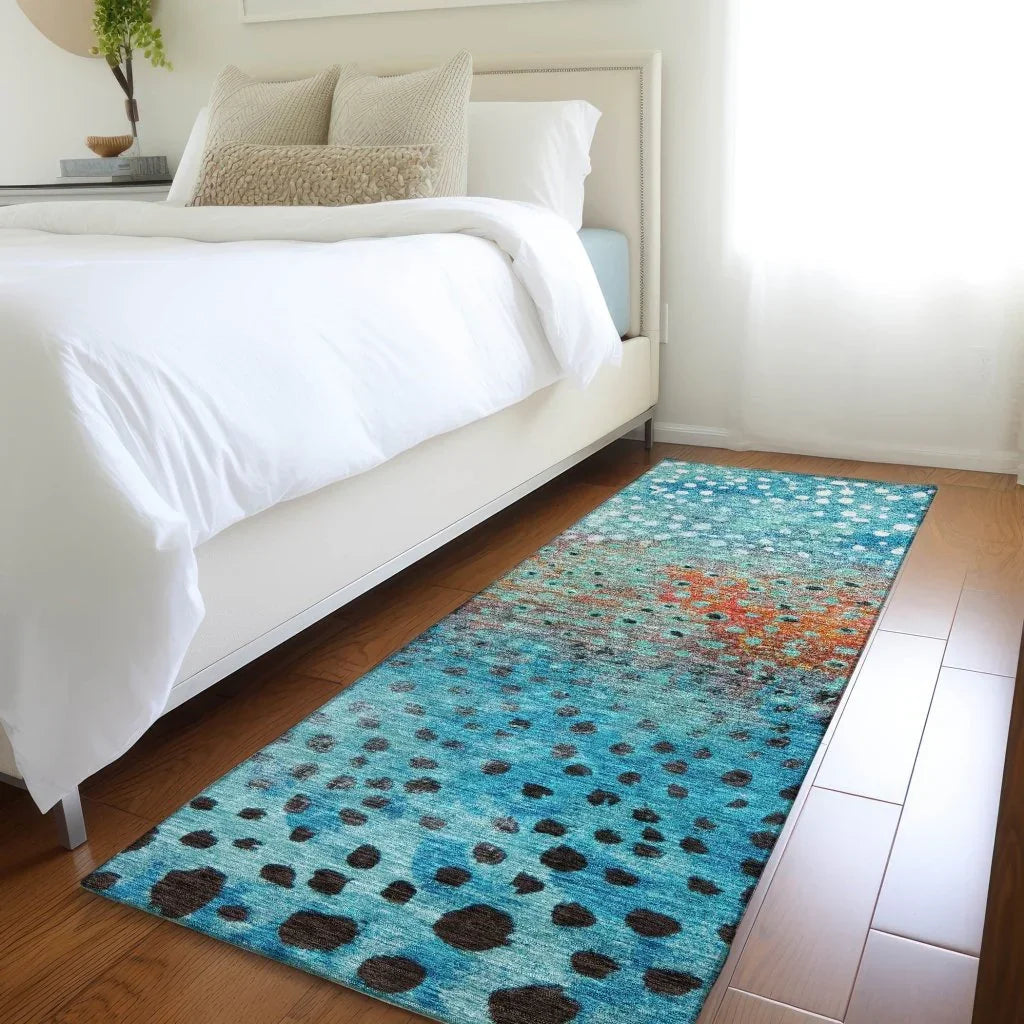 LOOMLAN Rugs Nuvane Blue Washable Indoor-Outdoor Rug