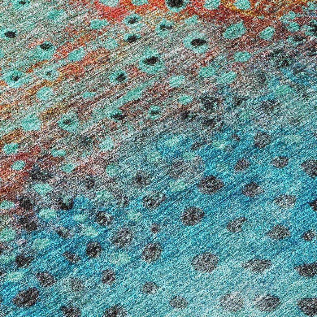 LOOMLAN Rugs Nuvane Blue Washable Indoor-Outdoor Rug