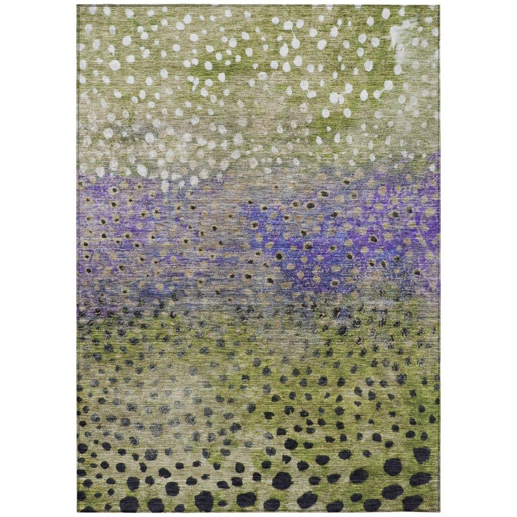 LOOMLAN Rugs Nuvane Green Washable Indoor-Outdoor Rug