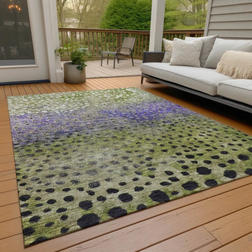 LOOMLAN Rugs Nuvane Green Washable Indoor-Outdoor Rug