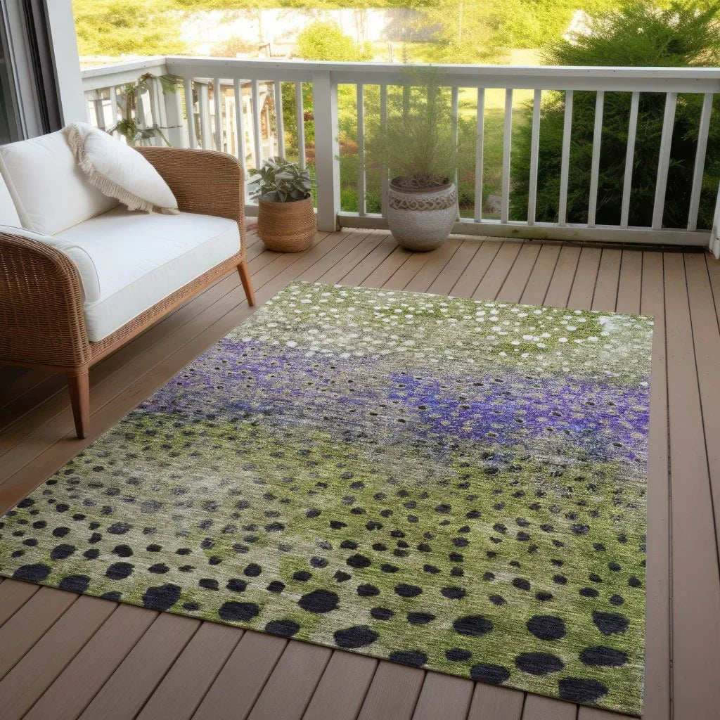 LOOMLAN Rugs Nuvane Green Washable Indoor-Outdoor Rug