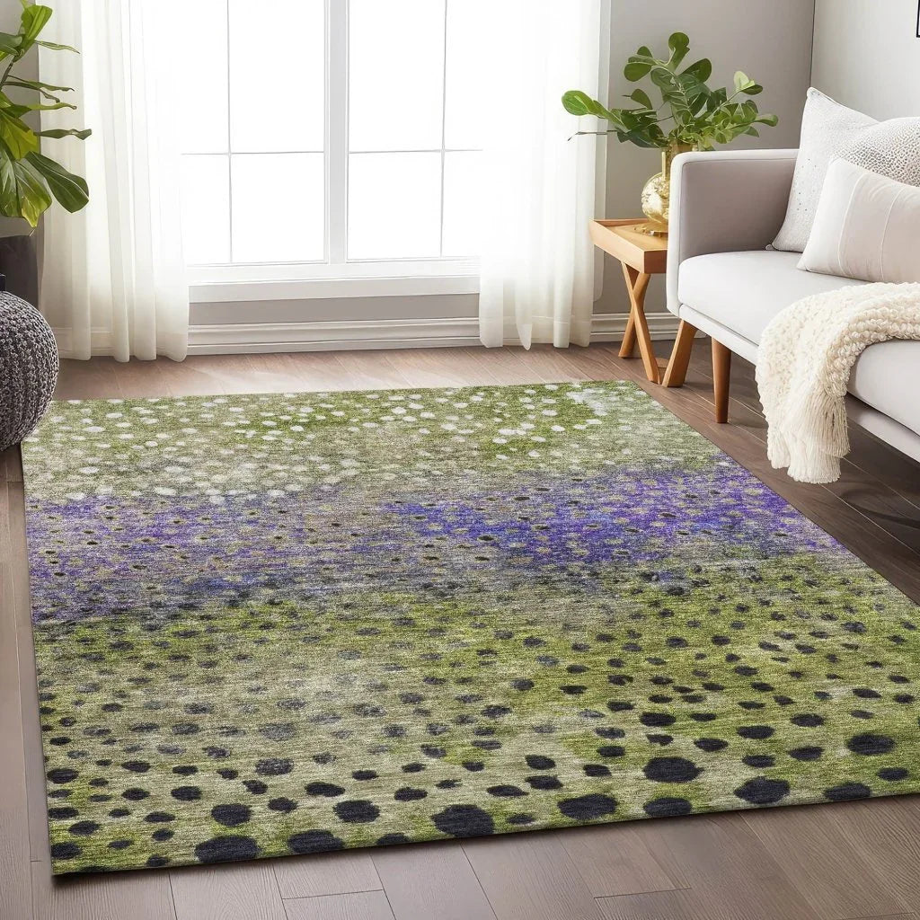 LOOMLAN Rugs Nuvane Green Washable Indoor-Outdoor Rug