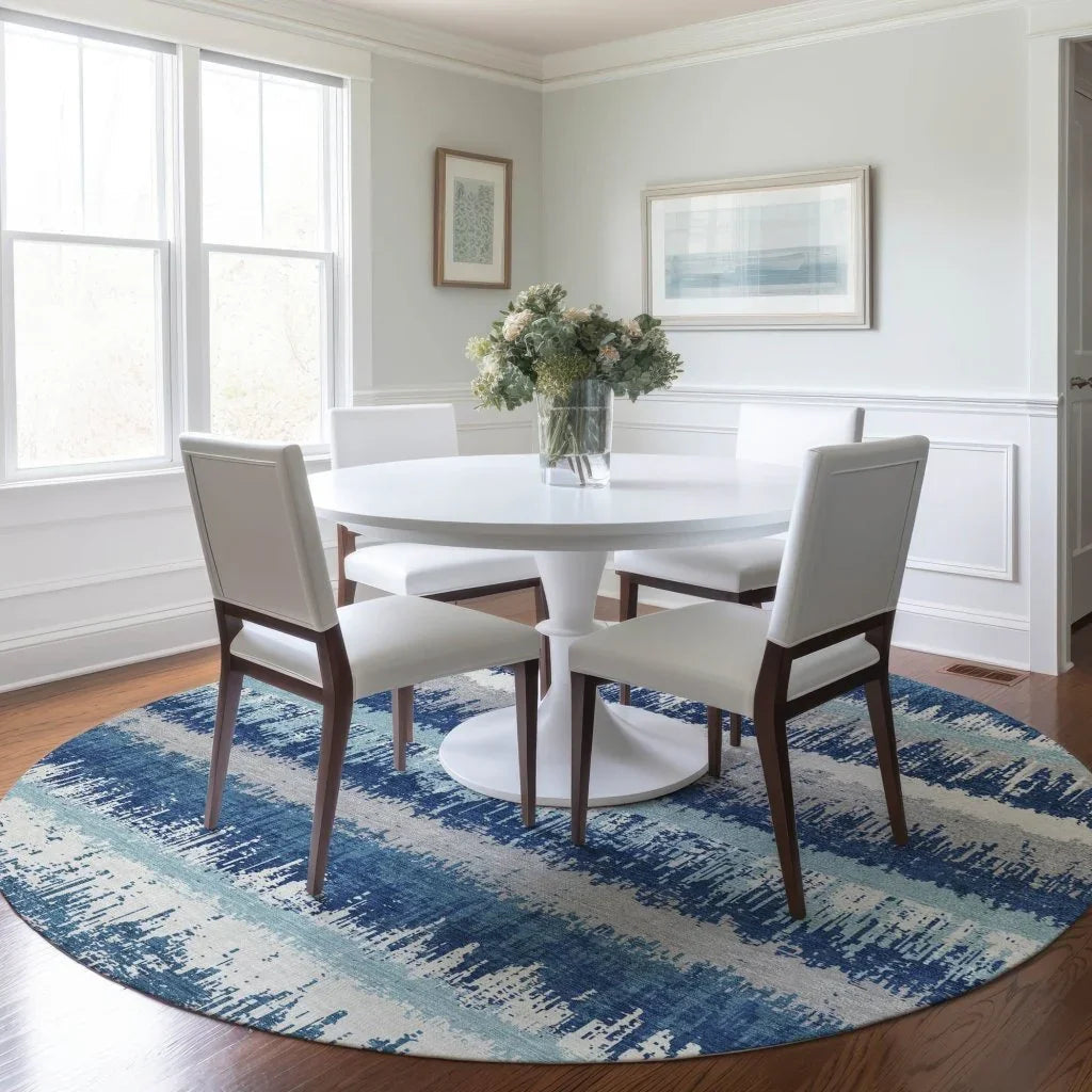 LOOMLAN Rugs Nyelle Blue Washable Indoor-Outdoor Rug