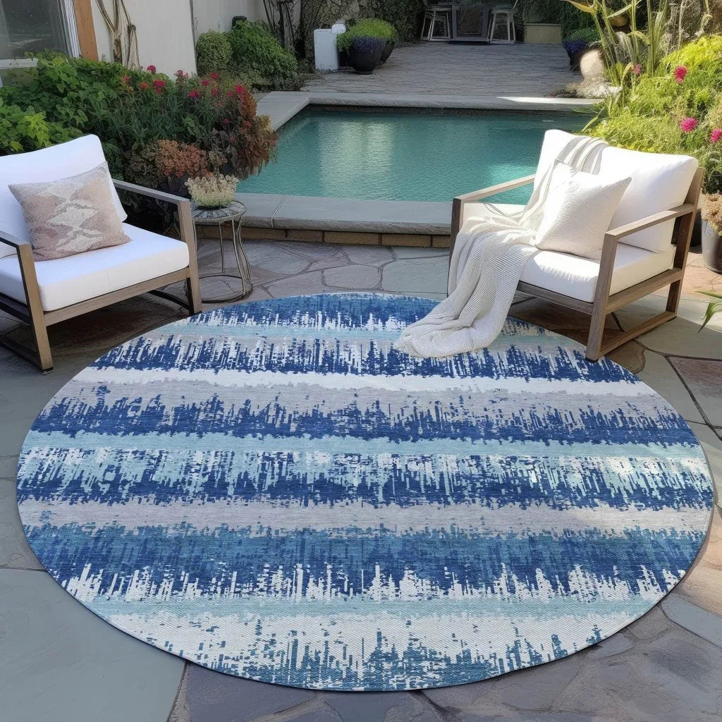 LOOMLAN Rugs Nyelle Blue Washable Indoor-Outdoor Rug