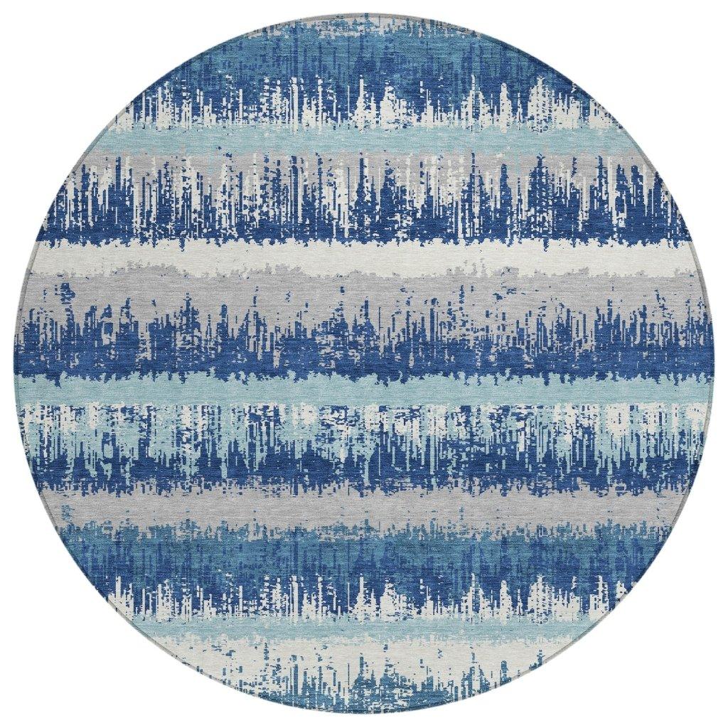 LOOMLAN Rugs Nyelle Blue Washable Indoor-Outdoor Rug