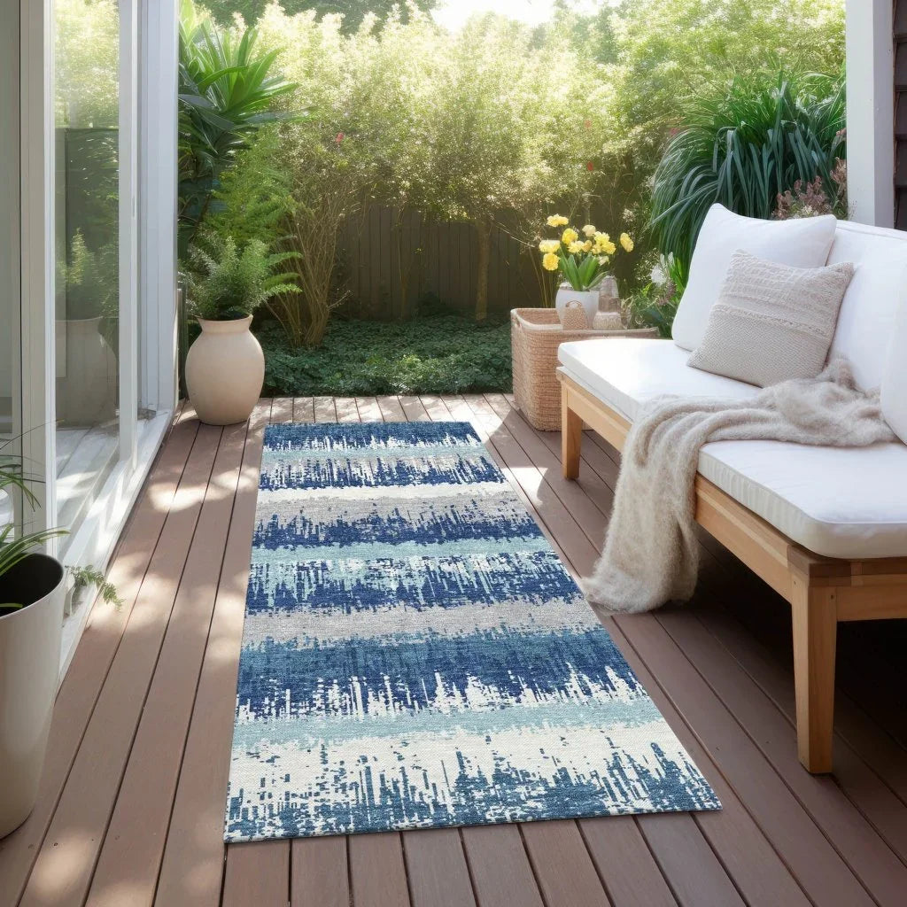 LOOMLAN Rugs Nyelle Blue Washable Indoor-Outdoor Rug