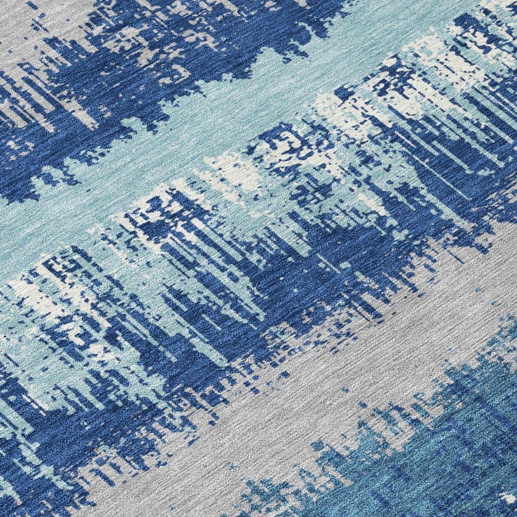 LOOMLAN Rugs Nyelle Blue Washable Indoor-Outdoor Rug