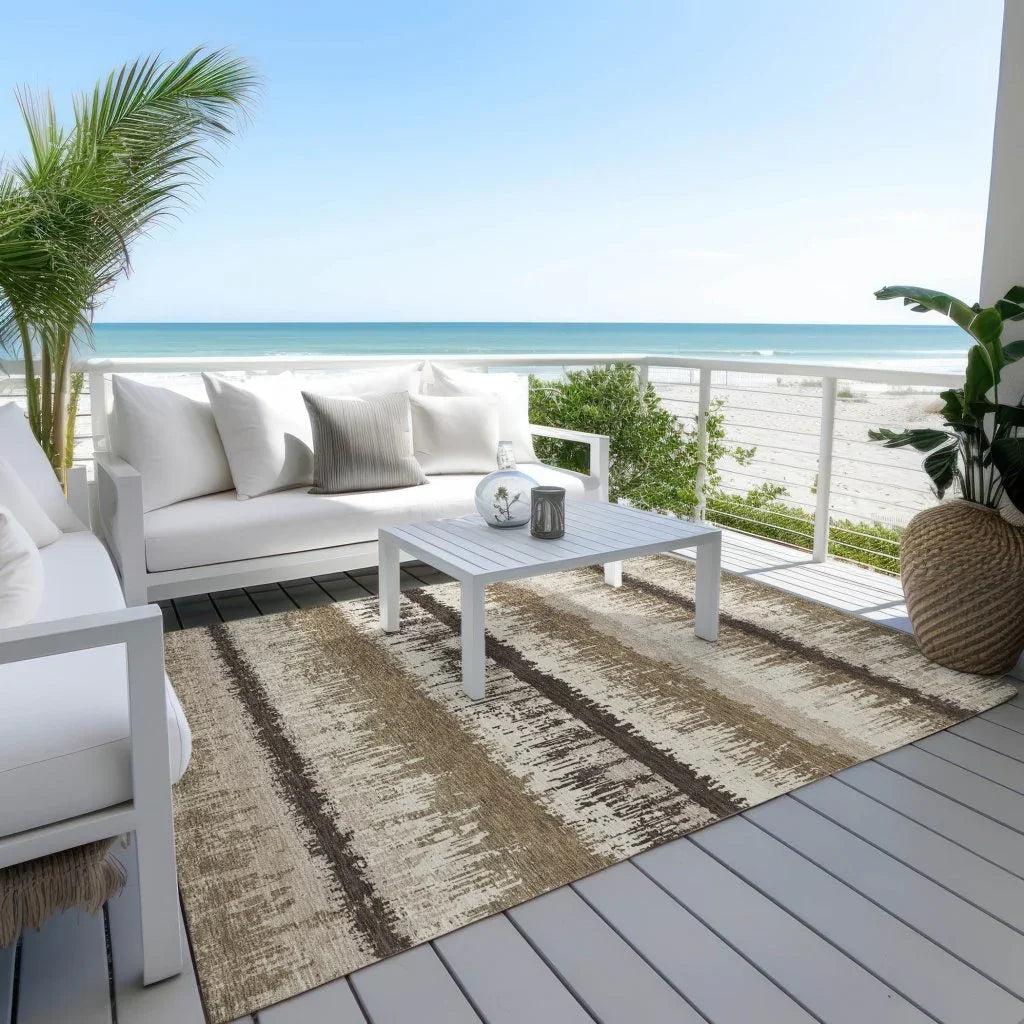 LOOMLAN Rugs Nyelle Brown Washable Indoor-Outdoor Rug