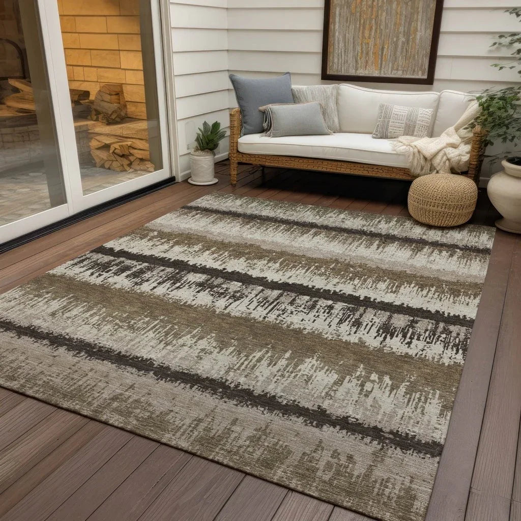 LOOMLAN Rugs Nyelle Brown Washable Indoor-Outdoor Rug