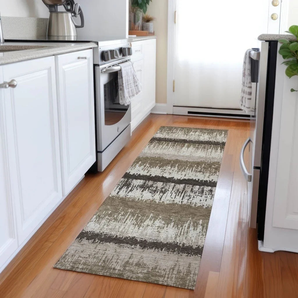 LOOMLAN Rugs Nyelle Brown Washable Indoor-Outdoor Rug