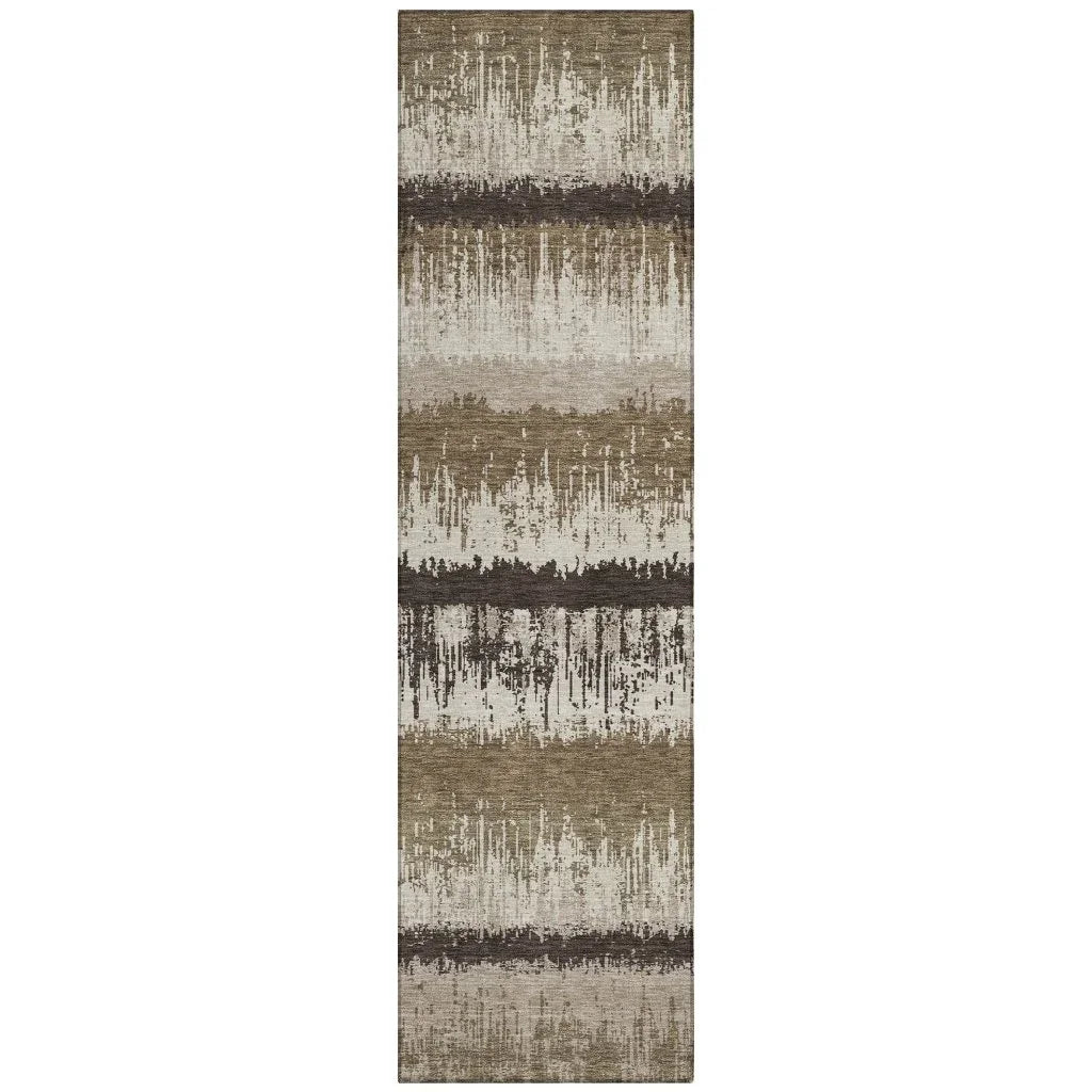 LOOMLAN Rugs Nyelle Brown Washable Indoor-Outdoor Rug