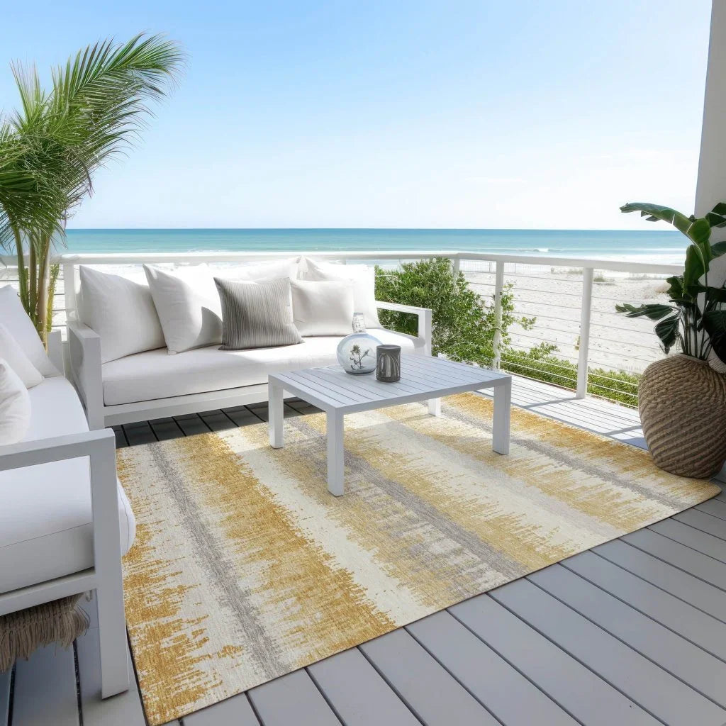LOOMLAN Rugs Nyelle Gold Washable Indoor-Outdoor Rug