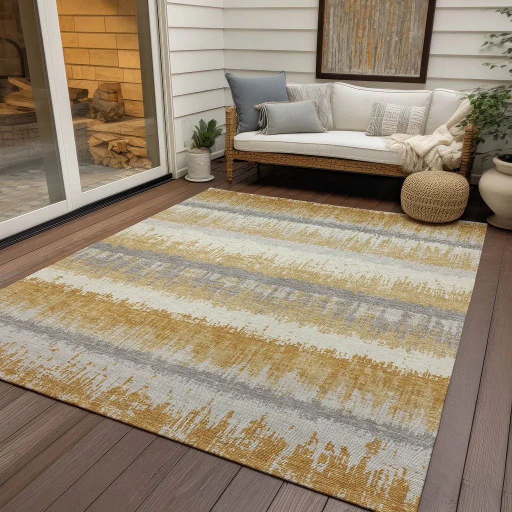 LOOMLAN Rugs Nyelle Gold Washable Indoor-Outdoor Rug
