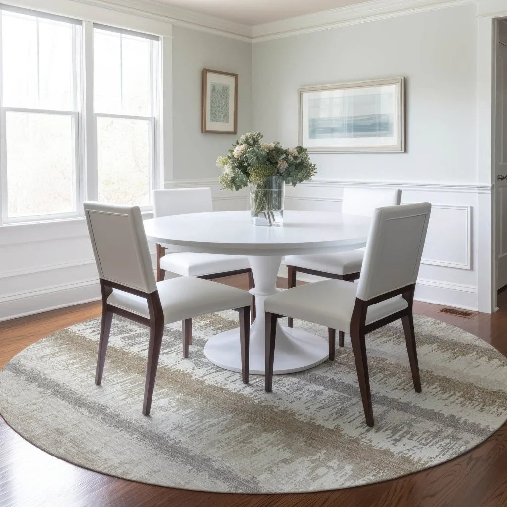 LOOMLAN Rugs Nyelle Ivory Washable Indoor-Outdoor Rug