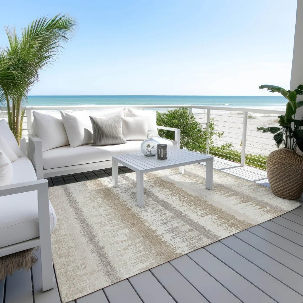 LOOMLAN Rugs Nyelle Ivory Washable Indoor-Outdoor Rug