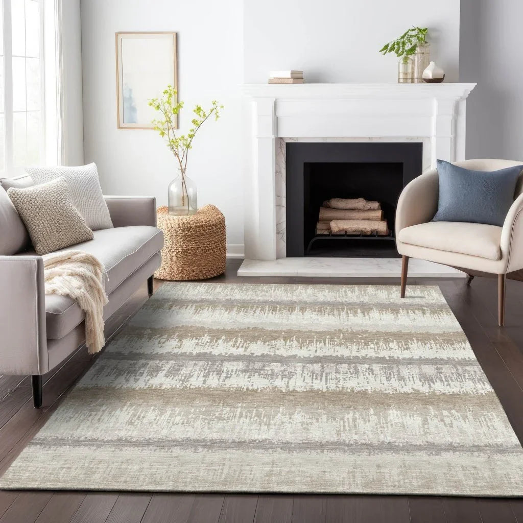 LOOMLAN Rugs Nyelle Ivory Washable Indoor-Outdoor Rug