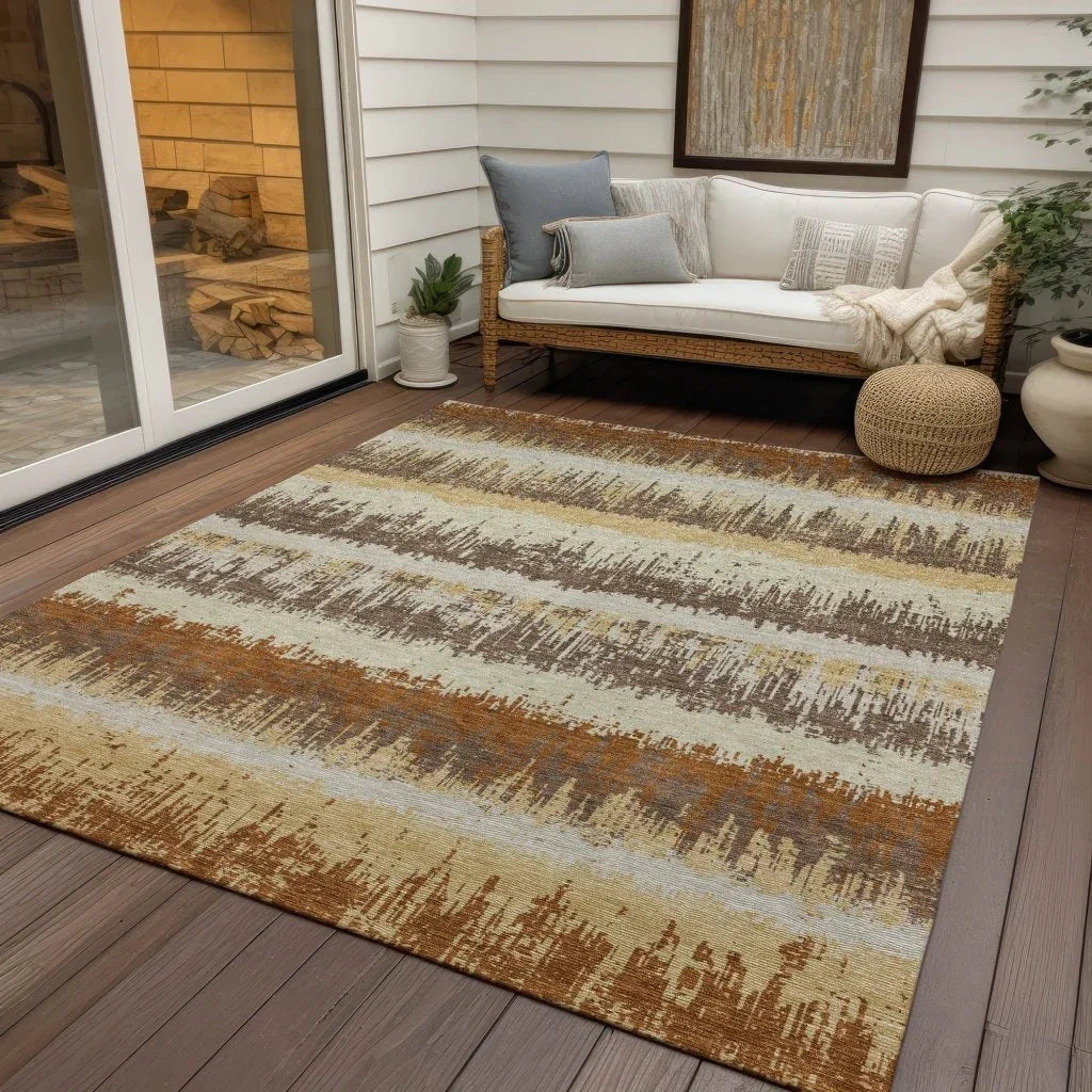 LOOMLAN Rugs Nyelle Mocha Washable Indoor-Outdoor Rug