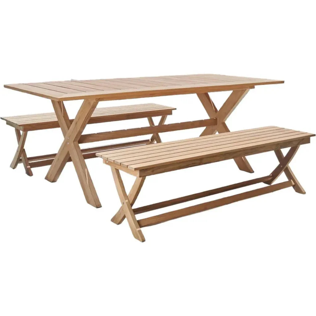 HiTeak Oakville 3PC Rectangular Teak Outdoor Picnic Dining Set
