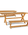 Oakville Teak Rectangular Patio Picnic Dining Set 3PC - LOOMLAN - HiTeak - Outdoor Dining Sets