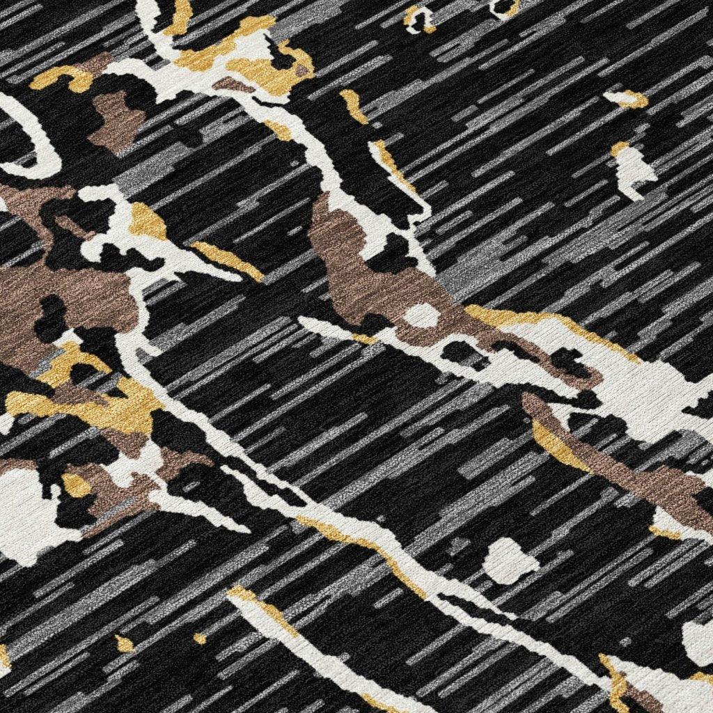 LOOMLAN Rugs Oceana Black Washable Indoor-Outdoor Rug