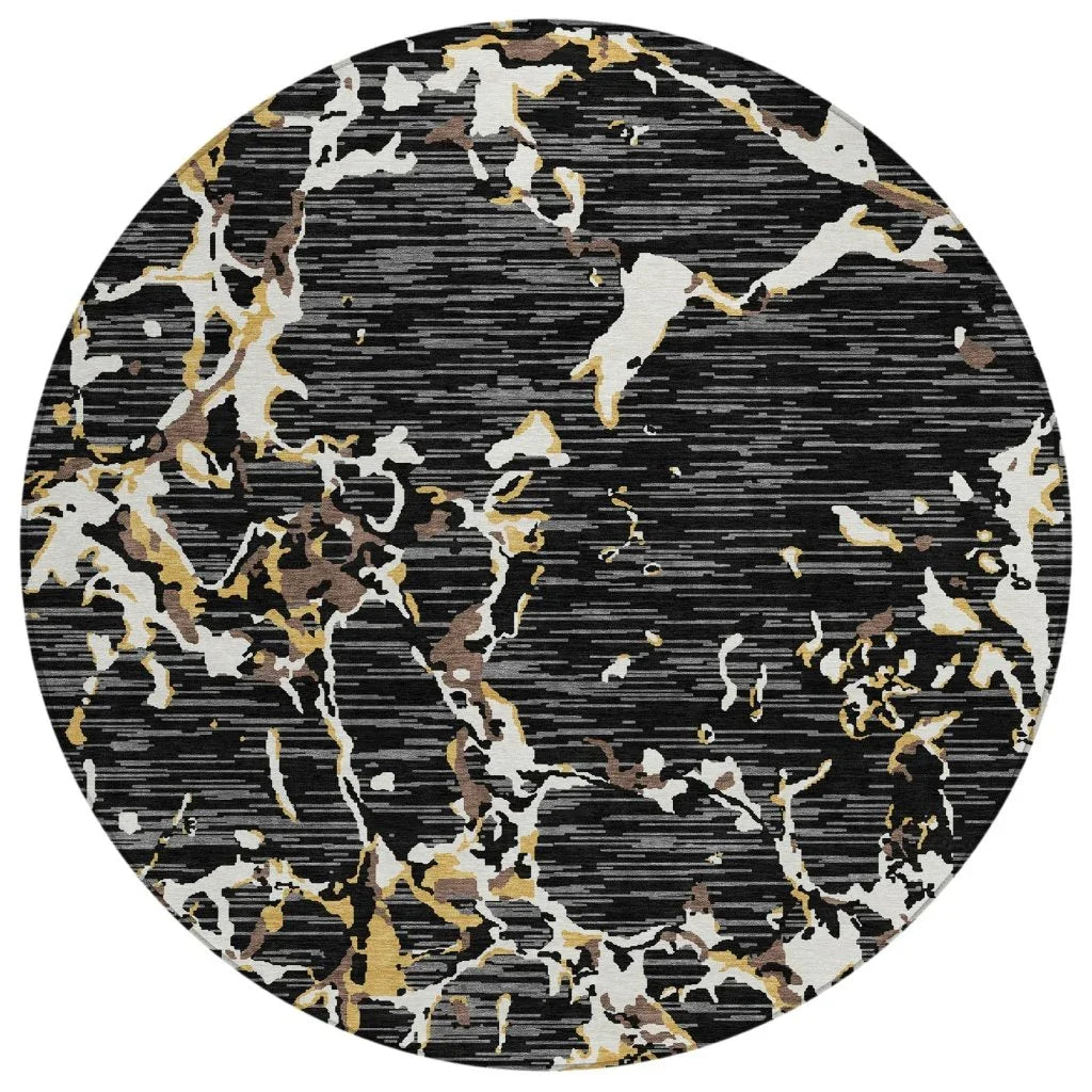LOOMLAN Rugs Oceana Black Washable Indoor-Outdoor Rug