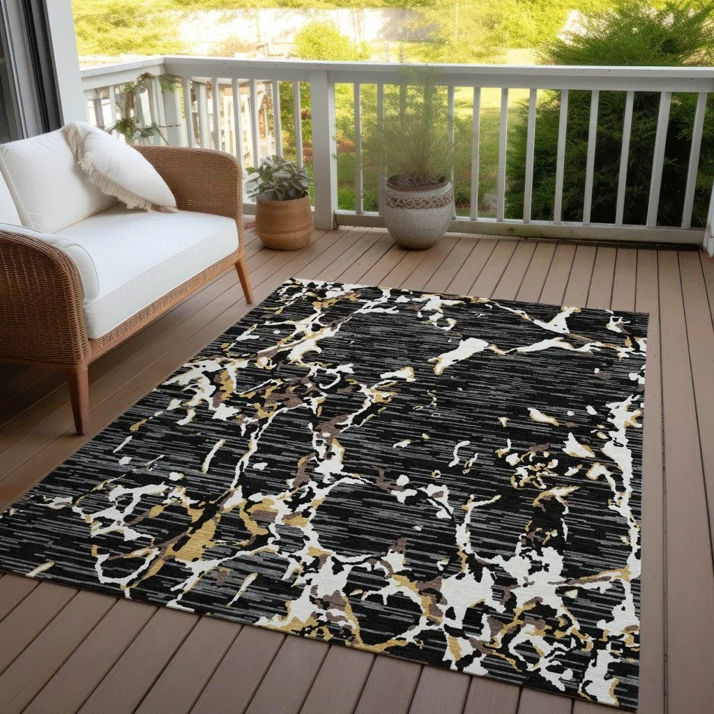 LOOMLAN Rugs Oceana Black Washable Indoor-Outdoor Rug