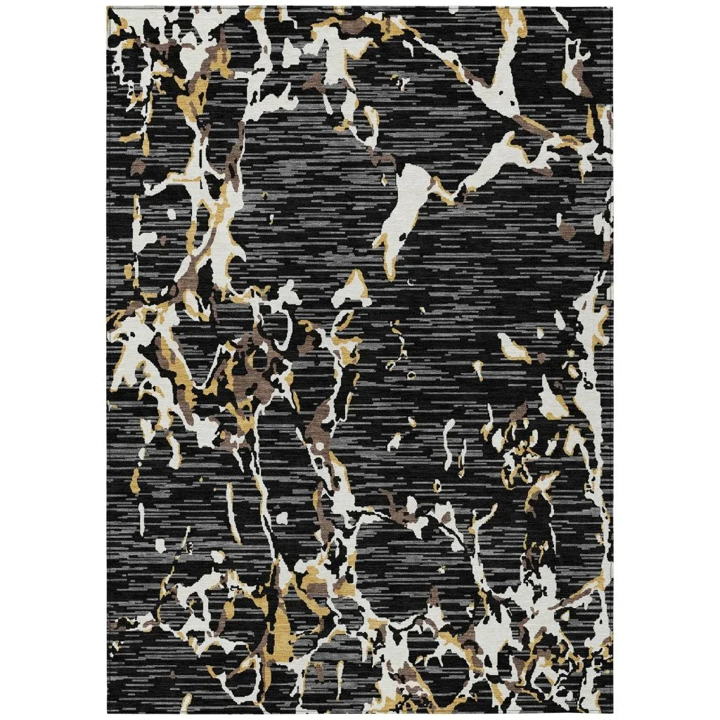 LOOMLAN Rugs Oceana Black Washable Indoor-Outdoor Rug