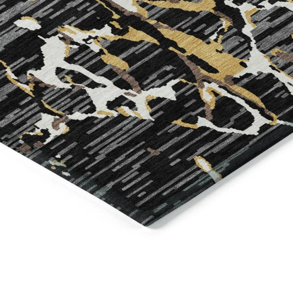 LOOMLAN Rugs Oceana Black Washable Indoor-Outdoor Rug