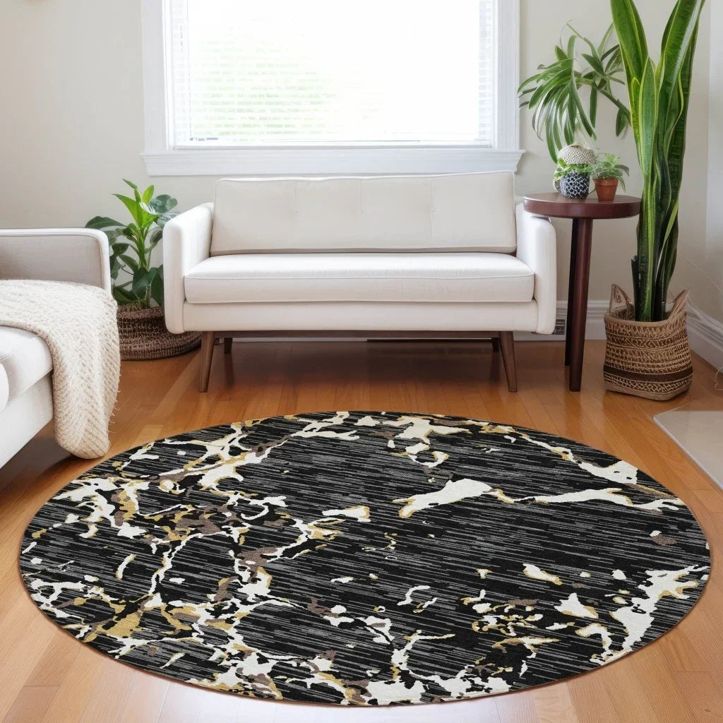 LOOMLAN Rugs Oceana Black Washable Indoor-Outdoor Rug